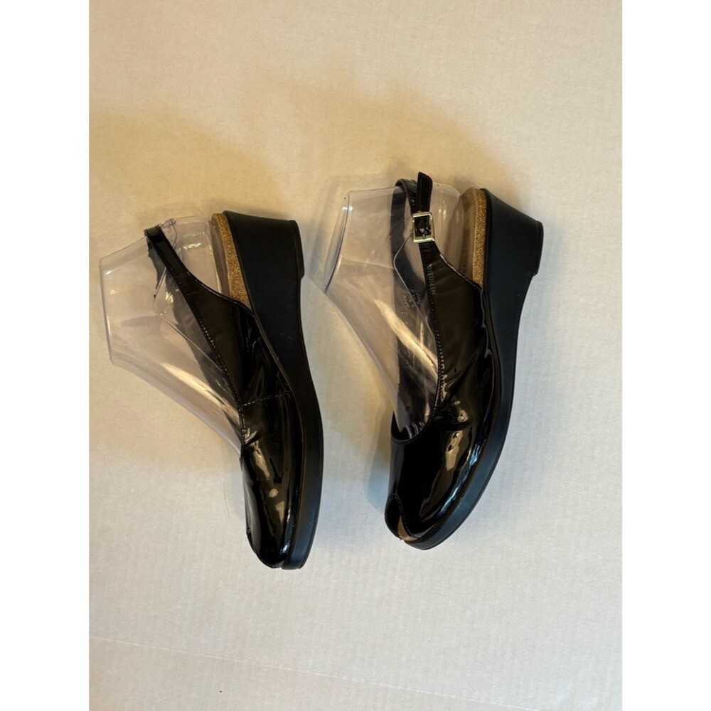 Mephisto Natasha peep toe slingback black leather wedge sandals shoes sz 39 (9) - Picture 5 of 9